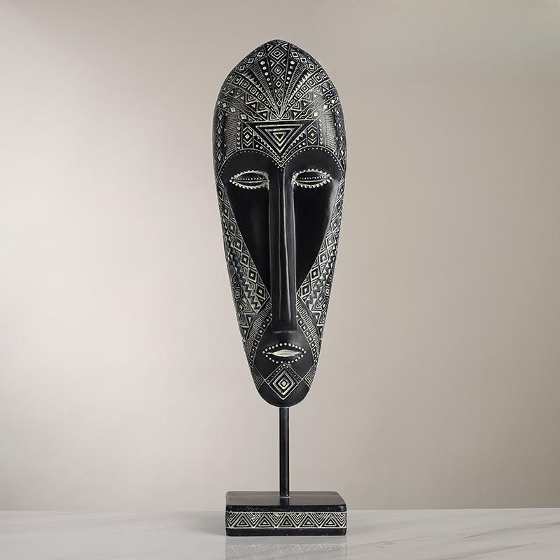 Retro African Style Art Mask Creative Ornaments Handmade Painted Resin Sculpture Handicraft Ornaments Decoration