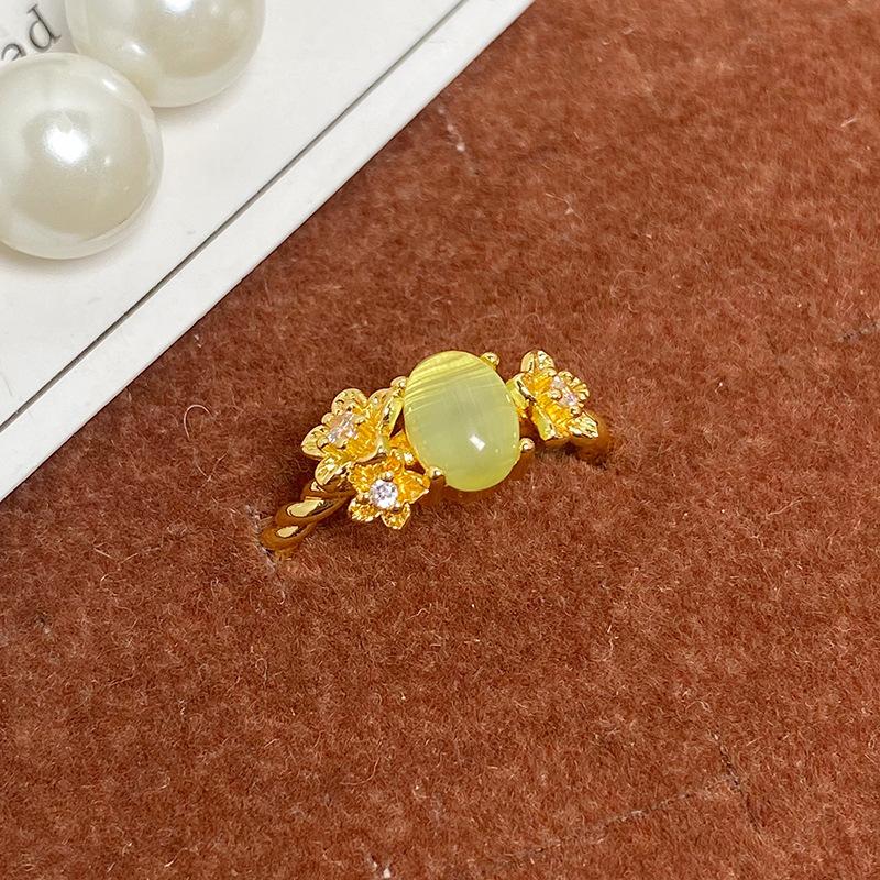 Mittelalterlicher Vintage Geometrischer Mikro-Inlay Personalisierter Öffnungsring Damenmode Retro Kalter Wind Nischendesign Ring