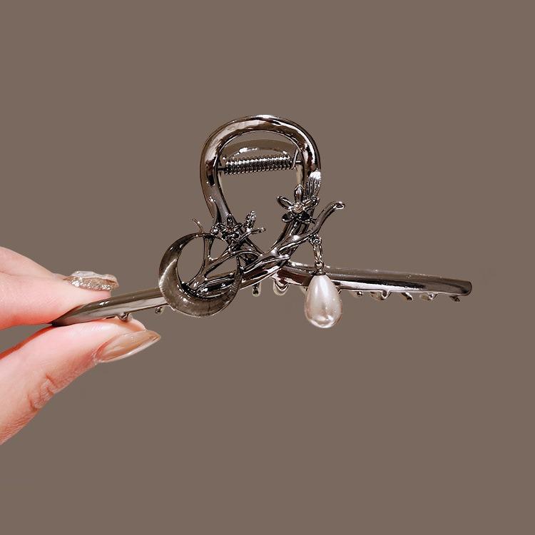 Pinza de Metal para el Pelo Flor de Luna Y2K Pinzas de Cangrejo Pinzas para el Pelo Pasadores de Perlas Pinza Coreana para Cola de Caballo Accesorios para el Cabello para Mujeres Niñas