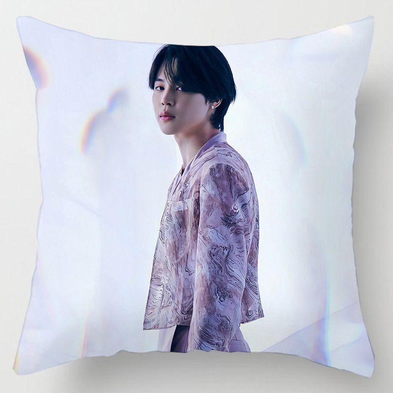 Kpop 18in Bts Bangtan Boys Cushion Cover Decorative Soft Pillow Case Peach Skin