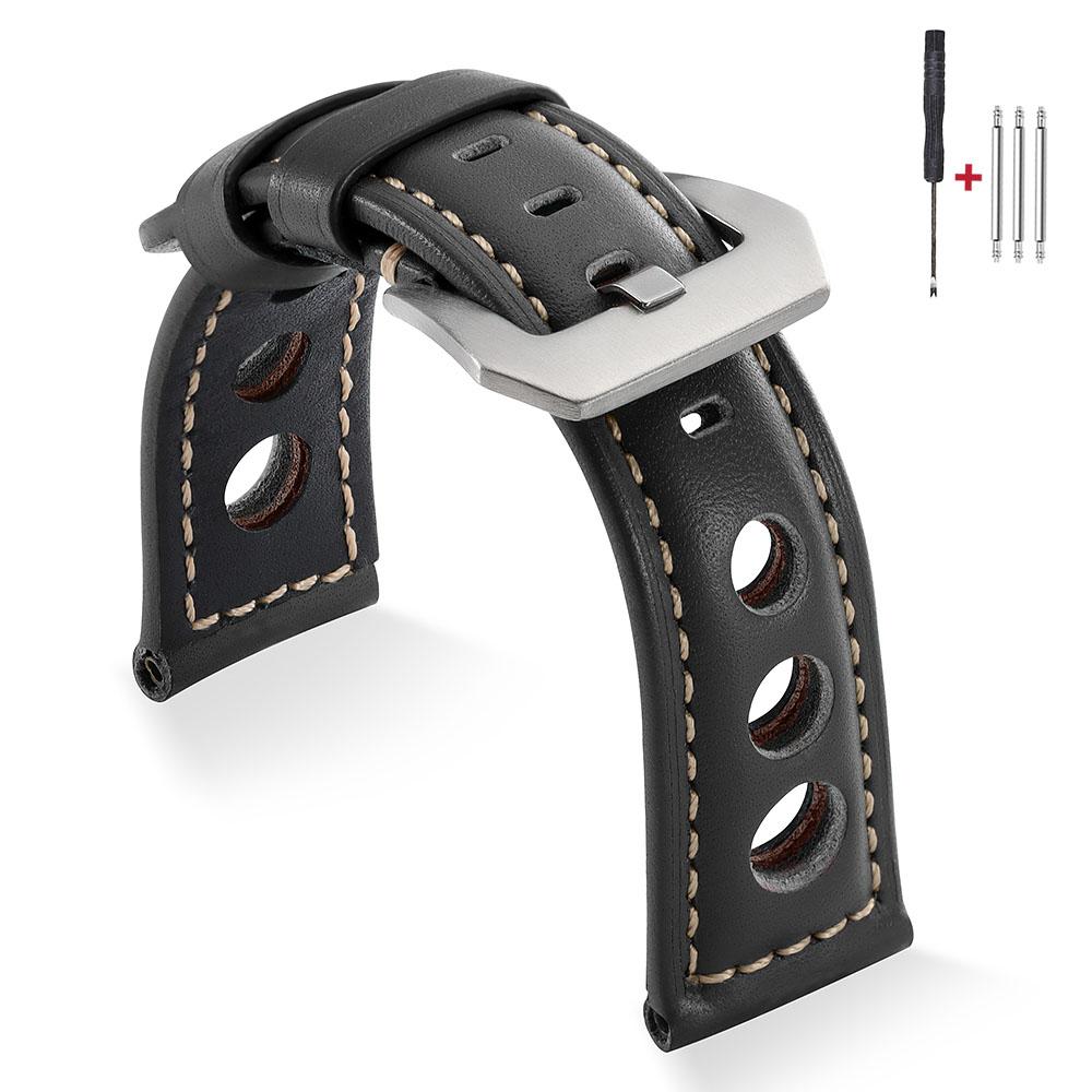 Vintage Cowhide Watch Strap Bracelet Breathable Genuine Leather 20mm 22mm 24mm 26mm Watchband Men's Watch Band with Pin Buckle