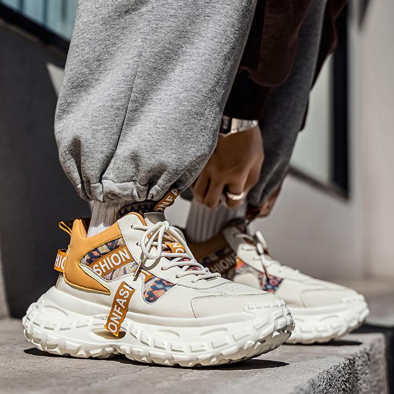 Fastion Chunky Sports Shoes Men Breathable Retro Sneakers Plus Size 39-45 Casual Walking Shoes Thick Sole Height-increasing