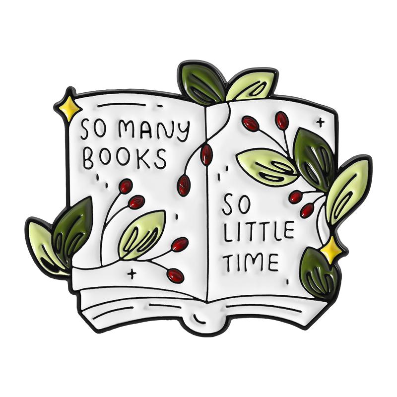 So Many Books So Little Time Enamel Pin Floral Book Brooch Lapel Badge Fashion Jewelry Gift for Reading Lover Bookworm Friends