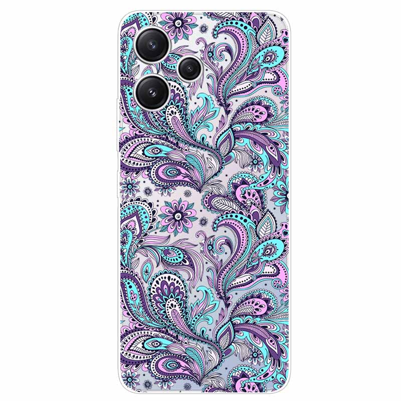 For Xiaomi Redmi 12 Case Flowers Clear TPU Silicon Funda Capa On for Redmi 12 4G / Redmi12 5G Soft Covers Transparent Coque Bags