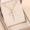 New Super Shining Zircon Crystal Cross Pendant Necklaces For Women Trendy Female Stainless Steel Neck Chain Jewelry