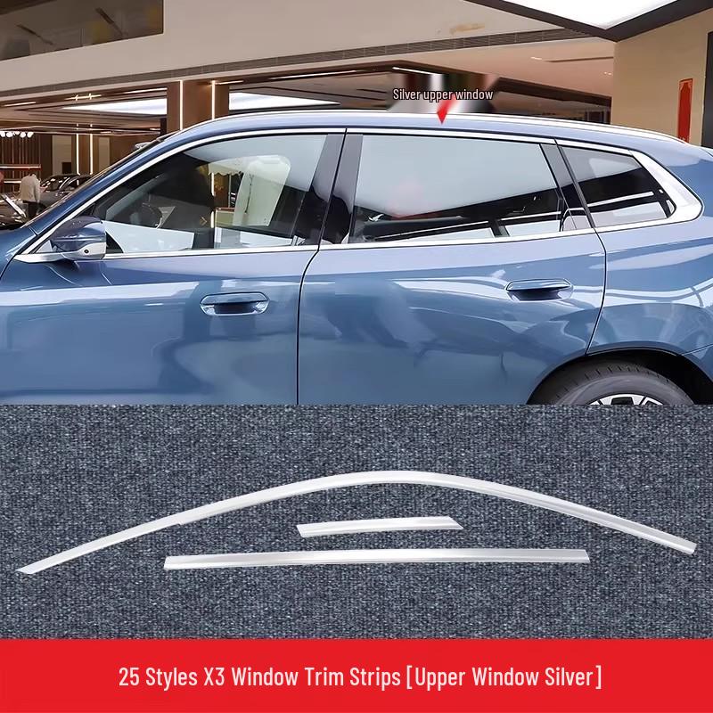 

Compatible with BMW 3 Series, i3, X1, X5L, iX3, X6, X7, 5 Series, iX1, X3: Black Car Window Trim