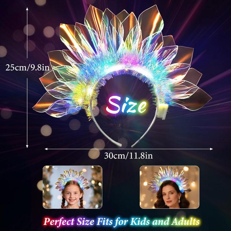 1-10PCS Light Up Laser Headband  Glowing Hair Hoop for Halloween Christmas Party, Stage Performance Light Show Accessories