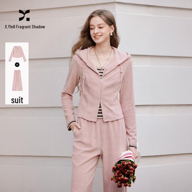 Xiangying Pink Sweatshirt & Wide-Leg Pants Set S