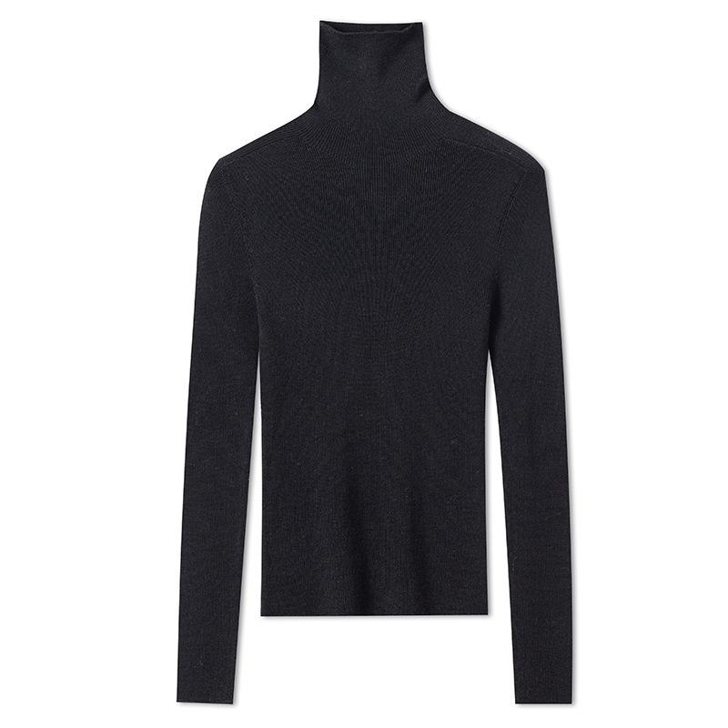 Women's Machine Washable Seamless New Zealand Wool High Neck Sweater - 100% Pure Wool Knitwear Base Layer Top