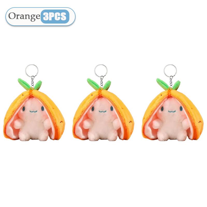 1-20PCS Funny Joy Kawaii Fruit Bunny Plush Toy Cute Carrot Strawberry Turn Funny Joy Rabbit Plush Toy Kids Birthday Easter Gifts