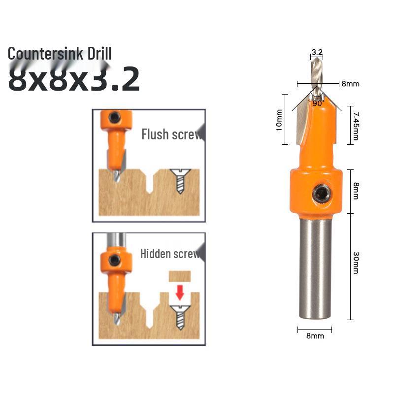 Woodworking Alloy Head Countersink & Step Drill for Self-Tapping Screws