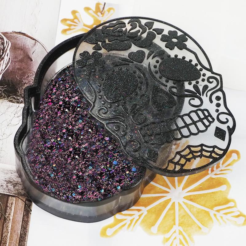 With Cover Skull Box Silicone Molds DIY Cement Gypsum Skull Head Storage Jar Pottery Mould Making Jewelry Box Home Decoration