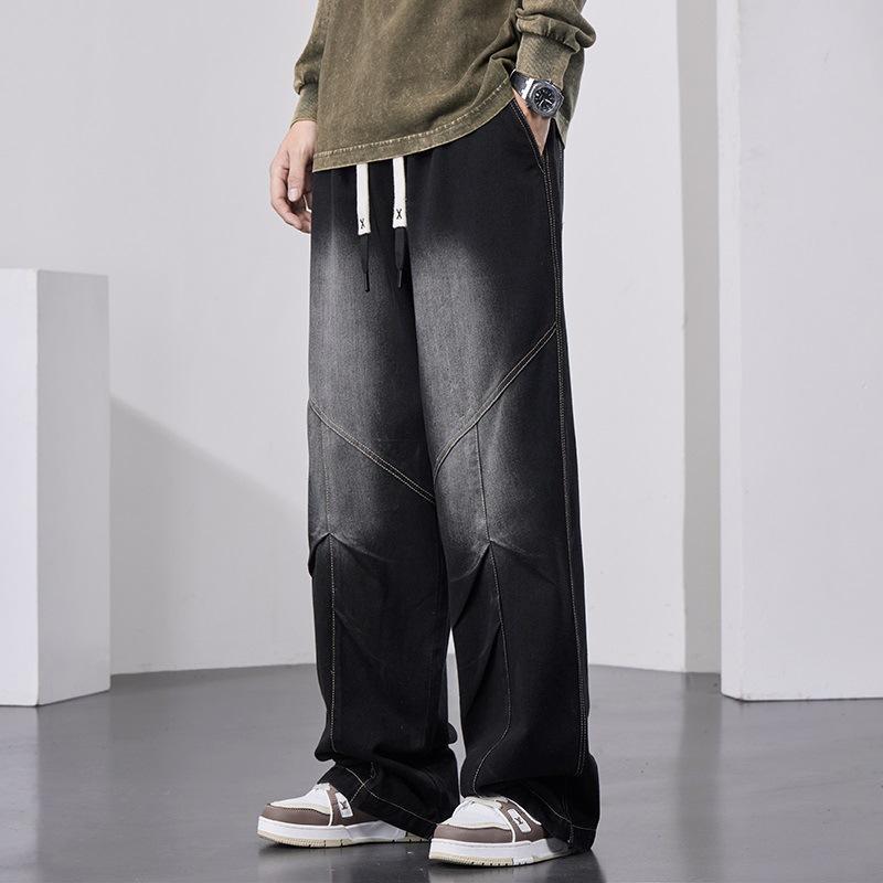 Bequeme Passform Gerade Klassischer Stil Jeans Frühling und Herbst Aktualisierte Herren Weite Beine Freizeitjeans