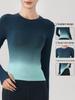 Women's Gradient Yoga Top: Quick-Dry Long Sleeve, Slim Fit Fitness Tee for Autumn