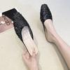 2025 ny sommar mode lyx platt klack festskor platta slip-on avslappnade bekväma damer diamant tofflor