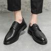 Fashion British Style Retro Brown Men's Leather Casual Shoes Thick Soled Business Formal Shoes Hollowed Out Breathable Men's Work Shoes