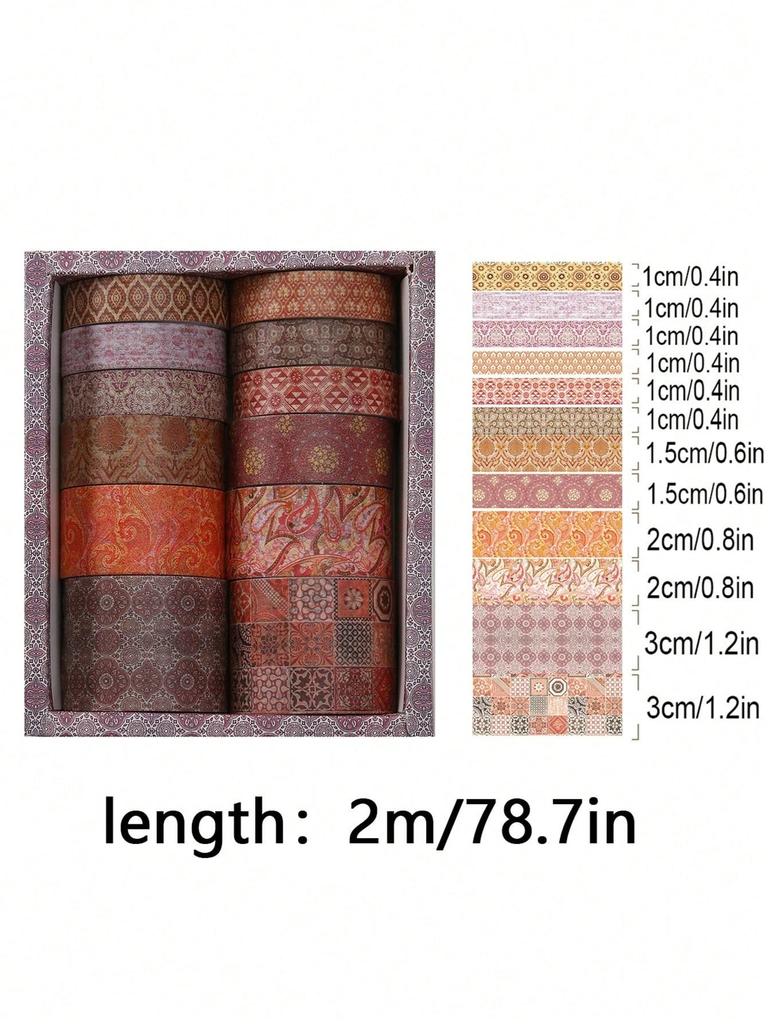 12 rolls/box Retro Landscape Washi Tape Creative Floral Mountain Crane Design Sticker Rolls Scrapbook Gift Wrapping