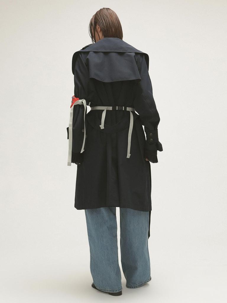 Beams Boy Maturely Memory Trench Overcoat, Women's, Navy, 13190091803