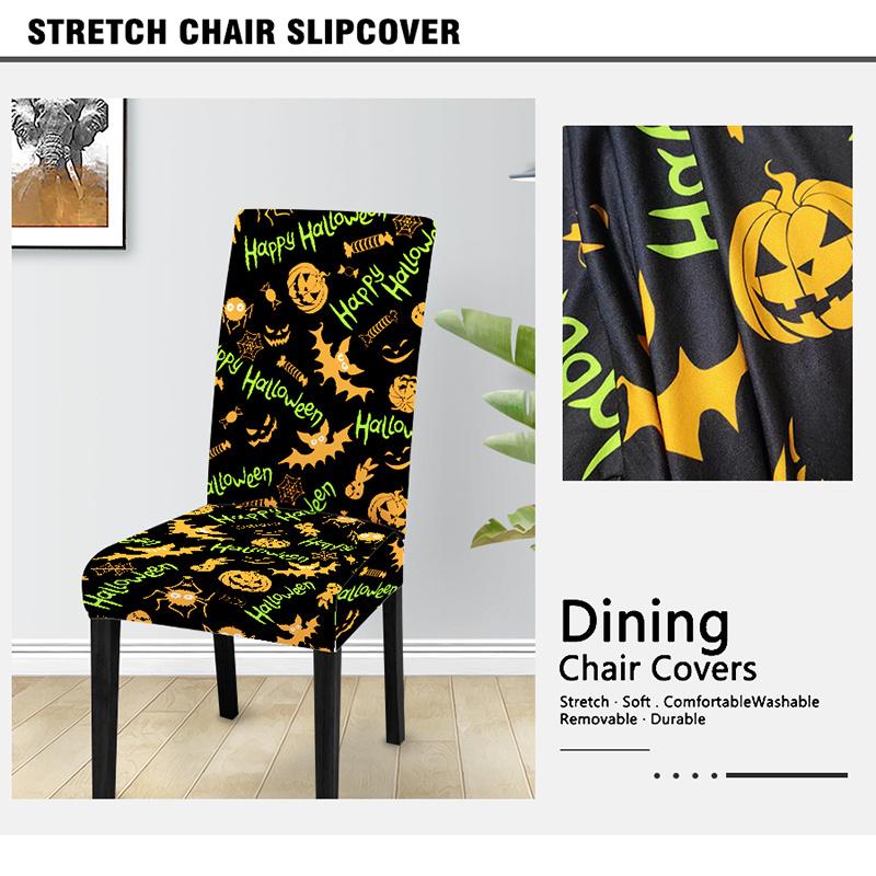 Halloween Dining Room Spandex Chair Cover Stretch White Chair Seat Slip Cover Removable For Kitchen Cheap Chair covers wedding