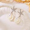 Bohemian Creative Starfish Seashell Dangle Earrings For Women Exquisite Imitation Pearl Shell Drop Earring Beach Holiday Jewelry