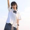 Originales JK Damen Milchweiß Akkordeonfalten Kurzarmhemd - Japanischer Schulstil Sommeruniform