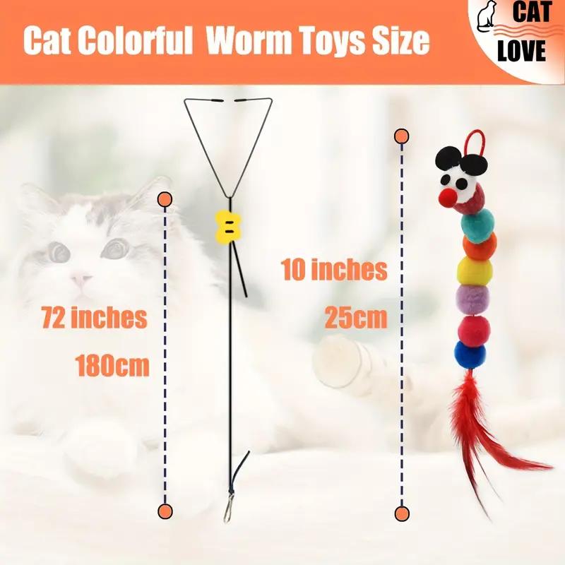 Interactive Cat Teaser Toy Adjustable Hanging Door Swing with Colorful Worms Plush for Indoor Cats Interactive Kitten Play