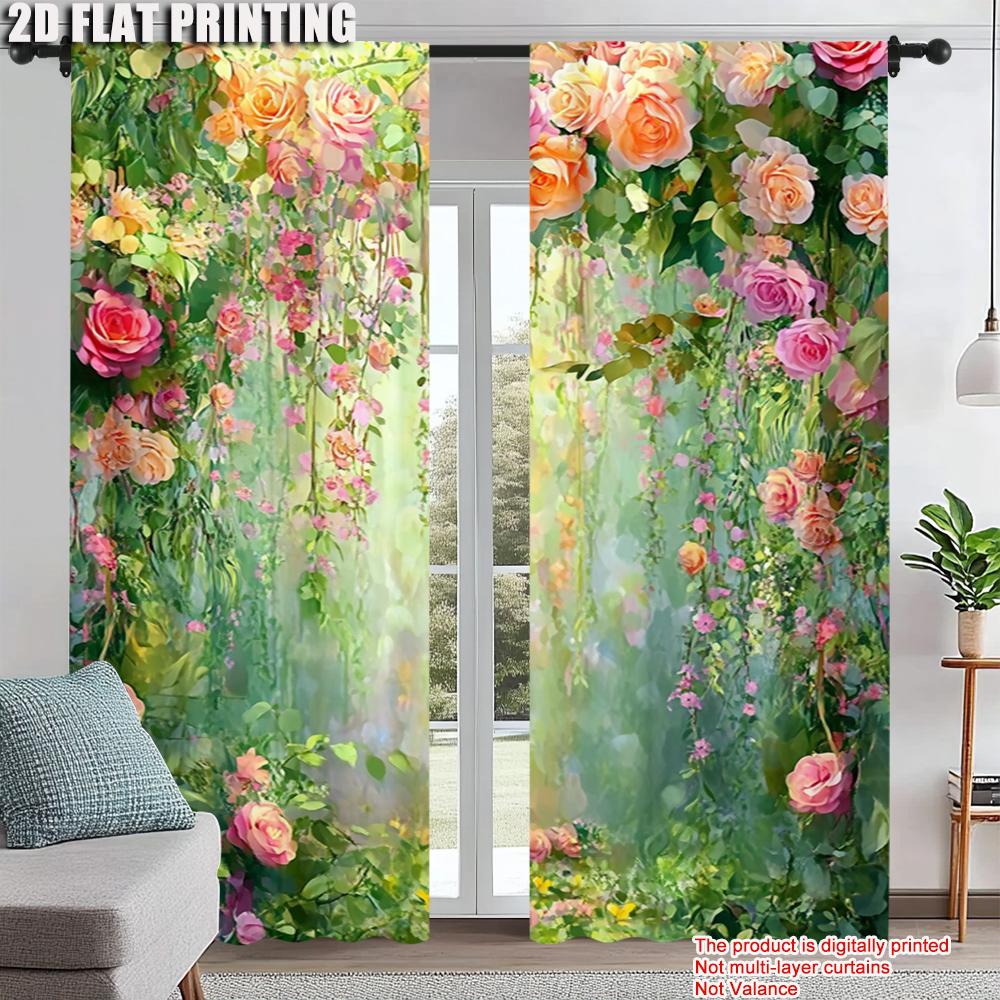 

2pc Drapes Flower vine Versatile 100% Polyester Without Electricity Holiday Decorations Suitable for Decorations Clearance 100*130 Grommet Top 1pcs