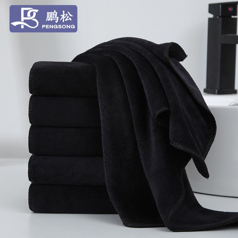 Microfiber Dry Hair Towel Edge-banded Printed Plain Weave CN Black Cross-Border Supply Vacuum-Packaged Sports Gym Customizable