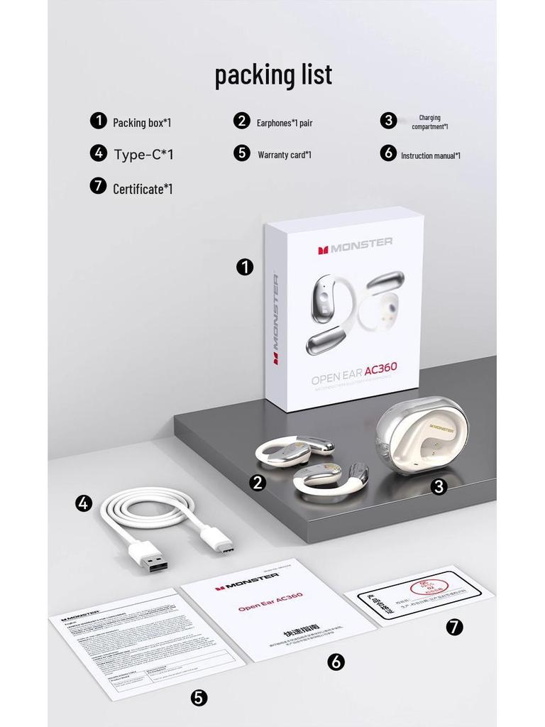 Monster AC360 Wireless Air Conduction Sports Headphones