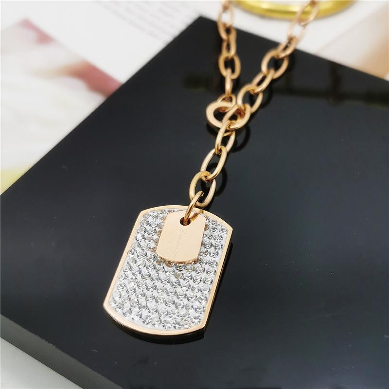 Rose Gold-Plated Titanium Steel Square Pendant Necklace for Women