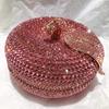 WHTUOHENG Apple Pink Rhinestone Evening Clutch Luxury Crystal Clutches Bags Wedding Purse Diamond Party Bridal Bling Handbag