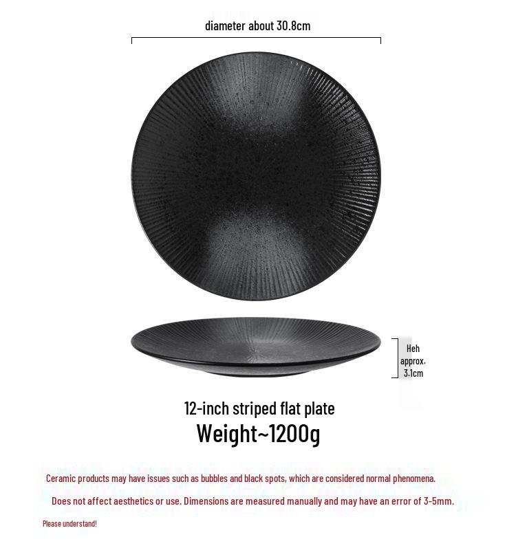 Japanese Ceramic Retro Dining Plate for Pasta, Steak, and Desserts