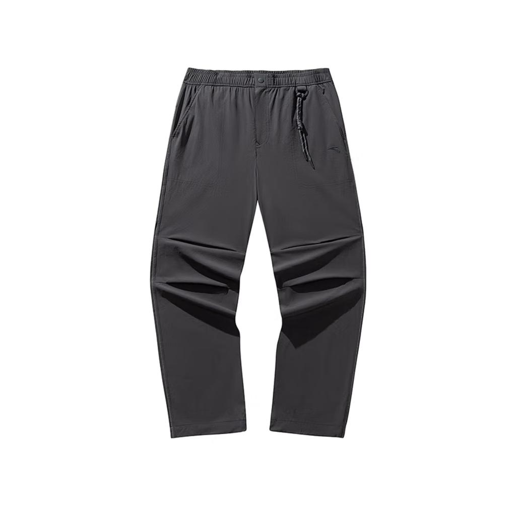 Anta National Games Life Series Simple Comfortable Mid-Waist Solid Color Zipper Casual Pants Unisex Pants Castle-Gray 172548501R-2