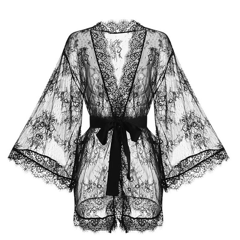 

Meishilan Lace Bathrobe One Size чёрный