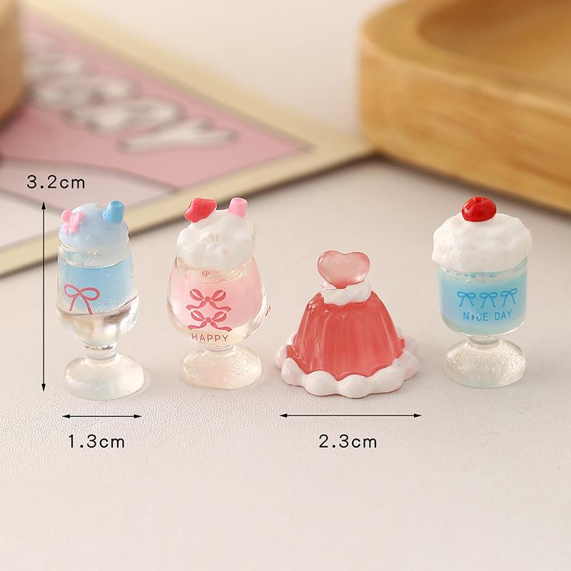 3Pcs Dollhouse Simulation Cherry Cream Cup Ice Cream Cup Mini Model Ornament Toy For Dolls DIY Decoration Kids Gift