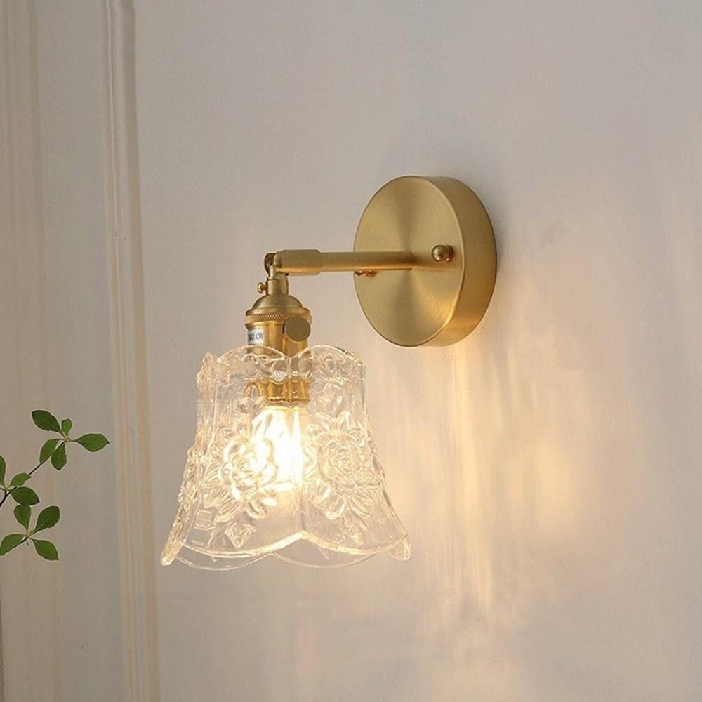 Green Glass Nordic Wall Lamp Wrought Iron Bedside Wall Lamp LED Wall Light  Dressing Table