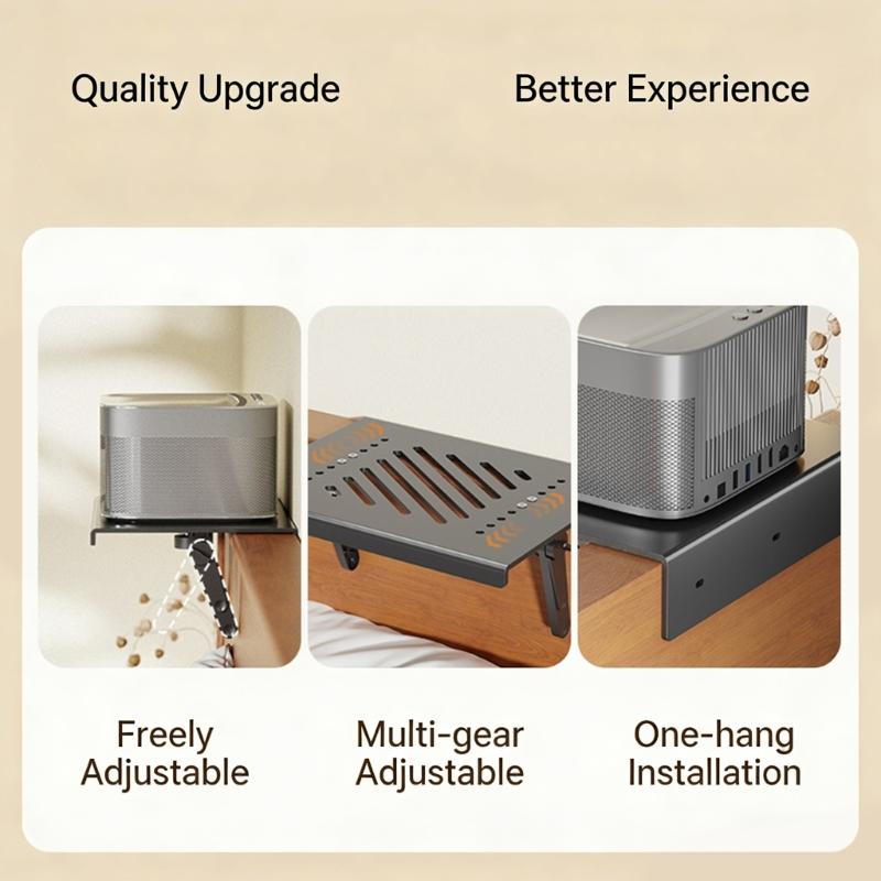 Multiangle Adjustable Projector Bracket Shelf Not Need To Drill Hole Perfect For Living Room And Conference Room Setups