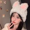 Hat Female Winter Cute Rabbit Ears Wool Hat Warm Hat Solid Color Plush Hat Ear Protector