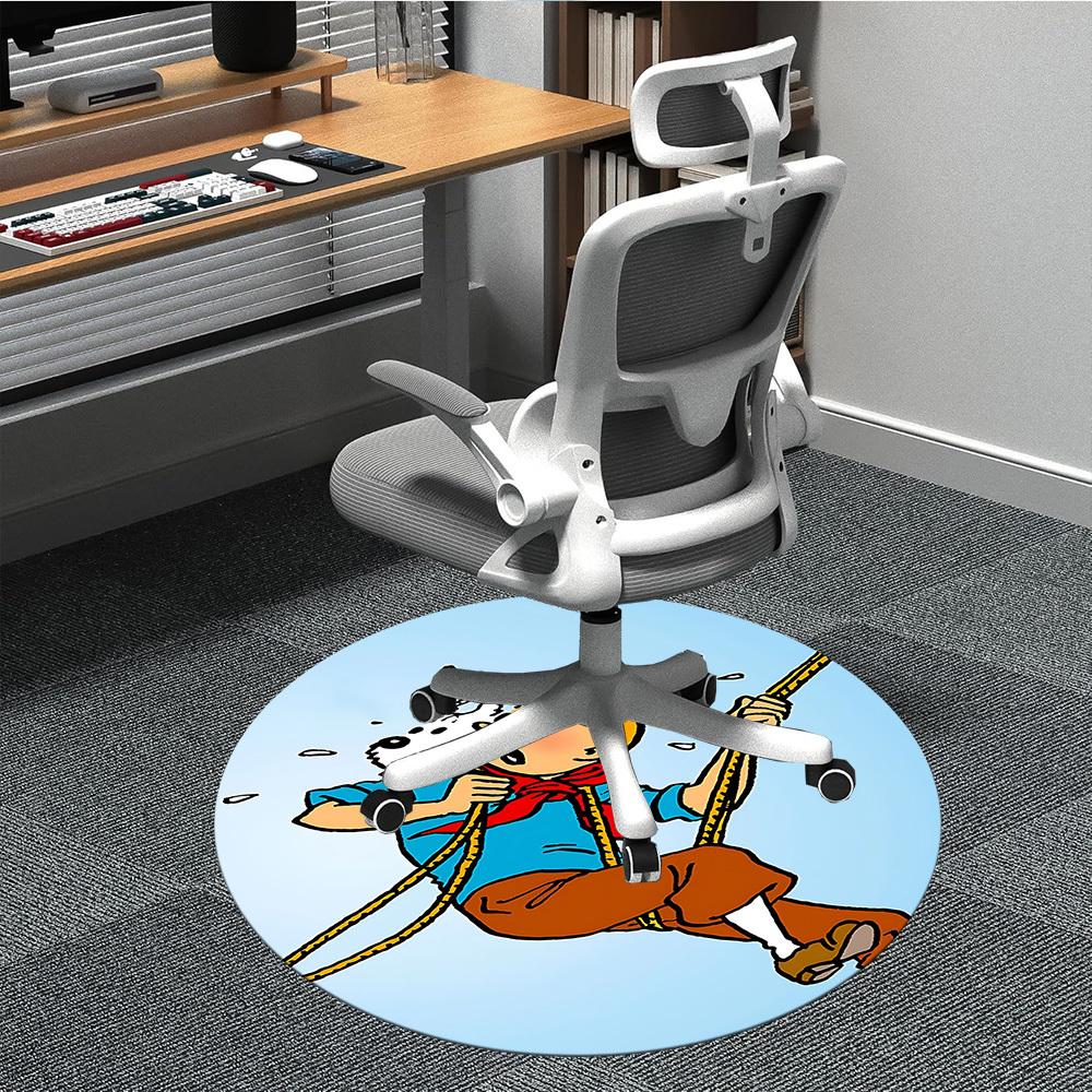 

1PC Tintin Office Round Rug, Non-slip, Soft and Durable Office Rug for Interior Decoration, Perfect for Office, Beautiful Decoration 80cm