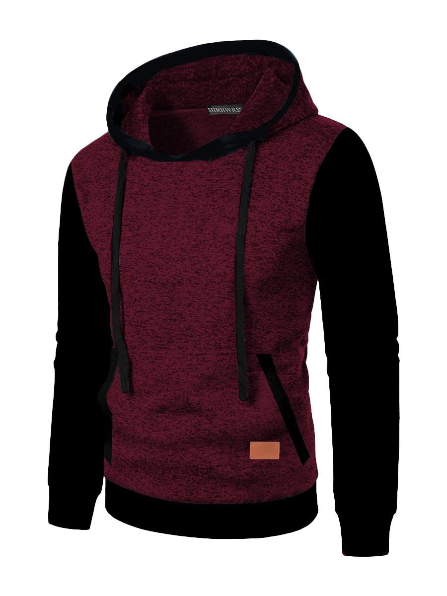 

Осенняя новая мужская повседневная толстовка с капюшоном в стиле колор-блок, приталенная, пуловер, спортивная одежда, мужской модный спортивный костюм M