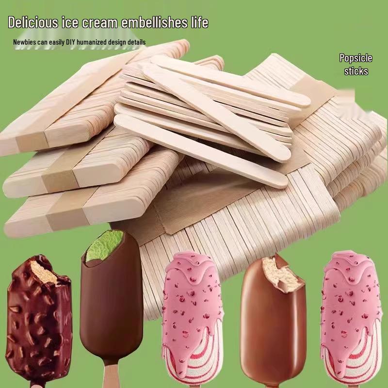 Food Grade Wooden Popsicle Sticks for Ice Cream and Ice Pops, Handmade and Disposable