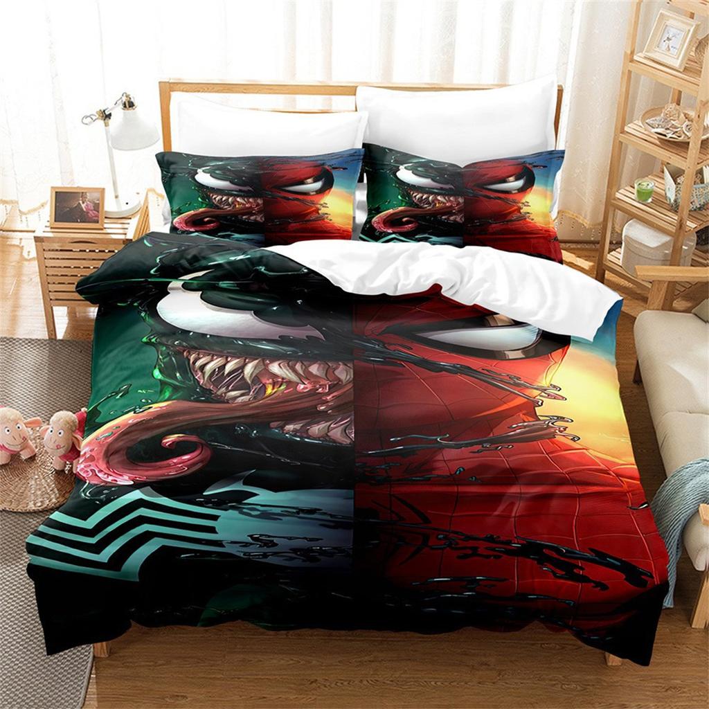 Spider Hero Man Anime Duvet Cover Set, Microfiber Duvet Cover Comforter Cover 2Pcs With Zipper Bedding Set For Boy'S Bedroom