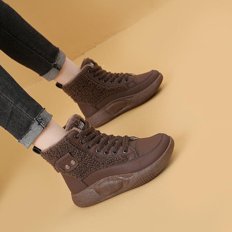 Winter neue Samt-High-Top-Studenten-Ins-Warme-Lässige-Höhensteigernde-Baumwollschuhe T