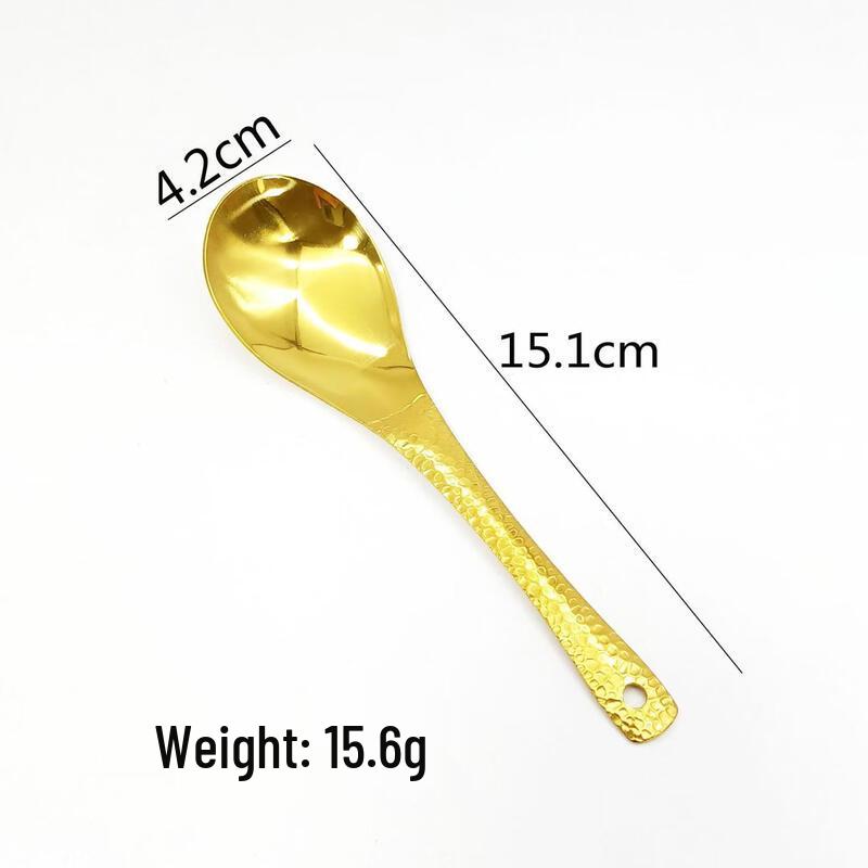 ZISIZ Gold Hammered Stainless Steel Soup Spoon Set