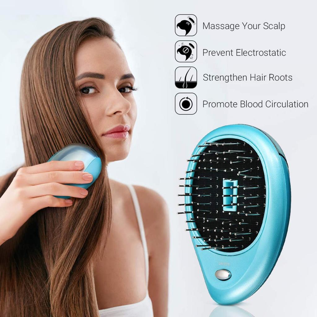 Electric Ionic Hairbrush Portable Ionic Hair Comb Brush Negative Ions Massage Anti-static Massager Straightening Hair Comb