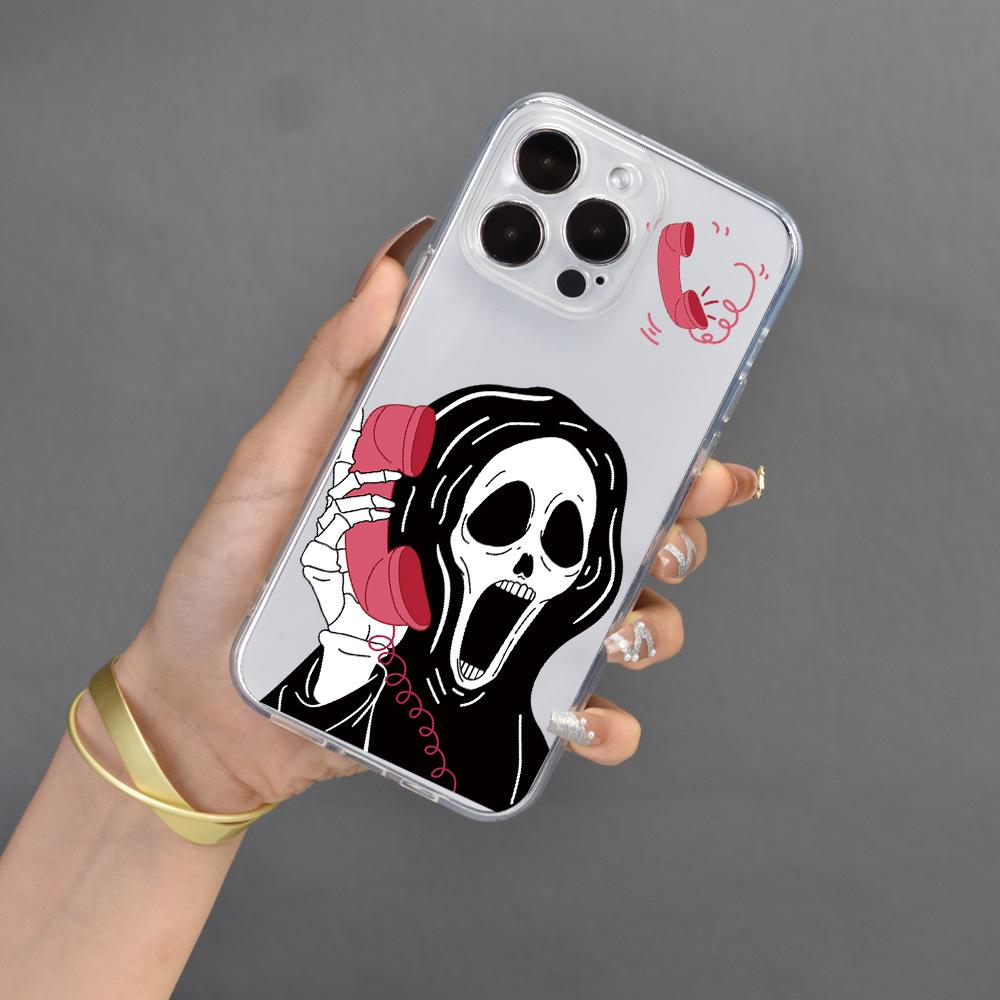 

Мягкий защитный чехол Ghost Face Full Cover для Apple iPhone 15 - защита объектива от падения iPhone 12 Pro Max прозрачный