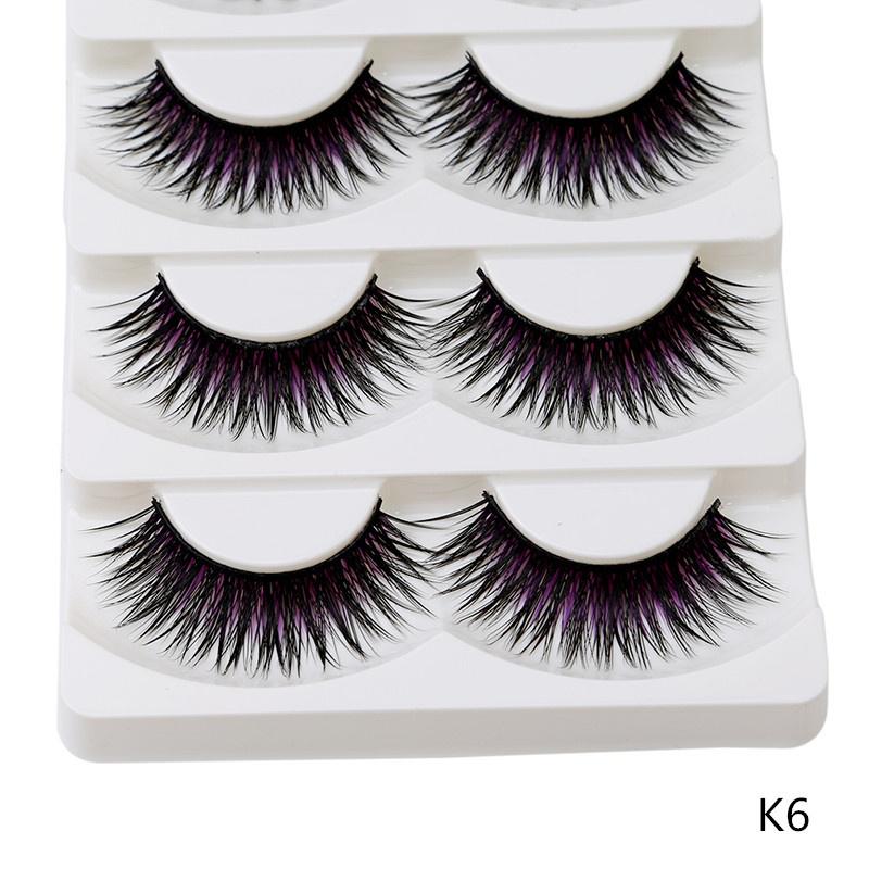 Soft 5 Pairs Long Makeup Cross Thick False Eyelashes Nautral Handmade ...