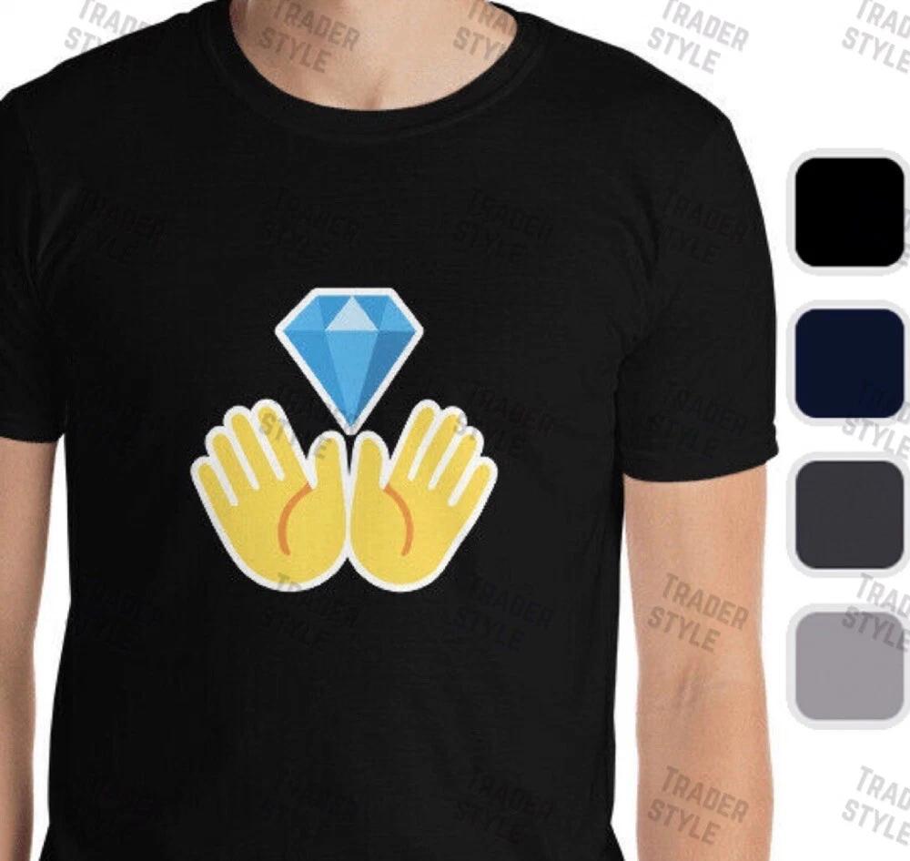 Diamond Hands Emoji T- Shirt stock trader gift tee S