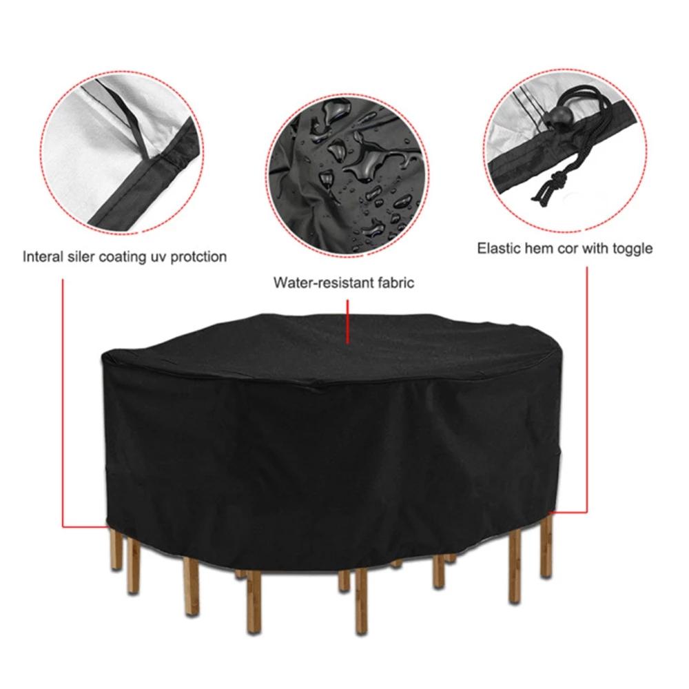 Various Sizes Outdoor Garden Patio Large Round Waterproof Furniture Protector Table Chair Set Dust Furniture Cover