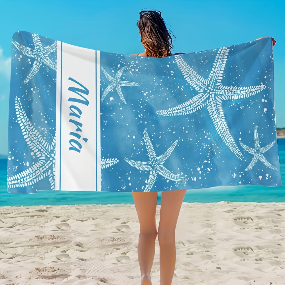 Asciugamano da Spiaggia Personalizzato a Strisce Nome/Logo Personalizzato Asciugamano Sovradimensionato in Microfibra Regalo per Feste Estive per Spiaggia Nuoto Bagno Sport